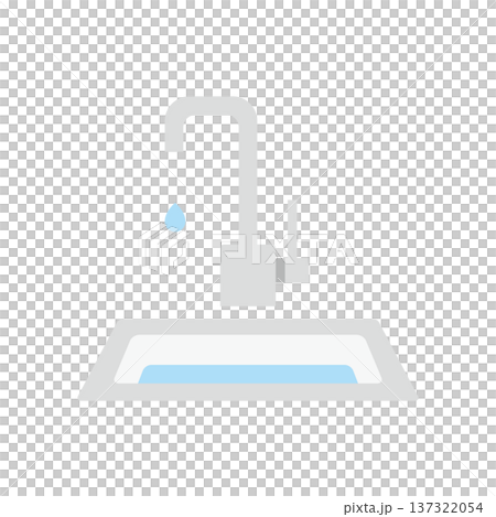 Simple sink flat illustration with faucet and water drops Simple sink flat illustration with faucet and water drops 137322054