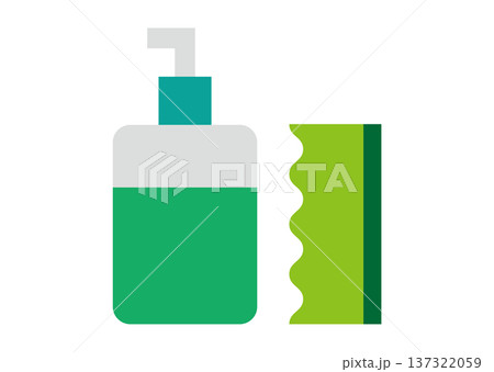 キッチン用品：スポンジと洗剤のカットイラスト 137322059