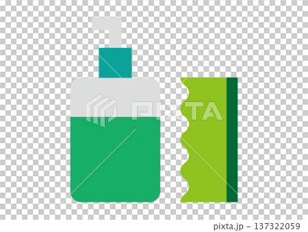 キッチン用品：スポンジと洗剤のカットイラスト 137322059