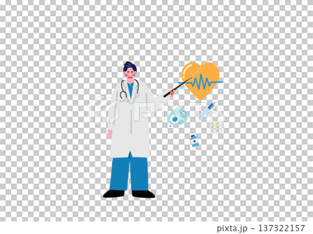 Illustration of a male doctor giving an explanation Illustration of a male doctor giving an explanation 137322157