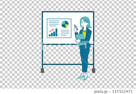 プレゼンをする女性のイラスト プレゼンをする女性のイラスト 137322471