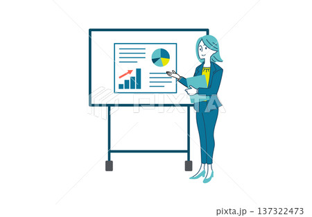 プレゼンをする女性のイラスト 137322473