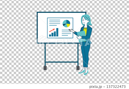 プレゼンをする女性のイラスト 137322473