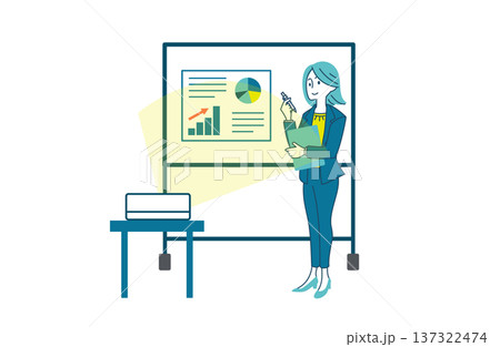 プレゼンをする女性のイラスト 137322474