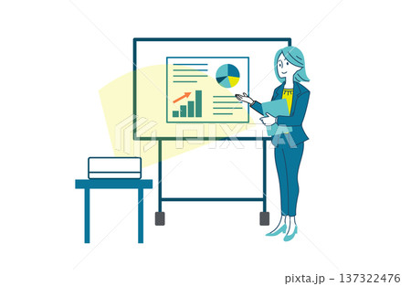 プレゼンをする女性のイラスト 137322476