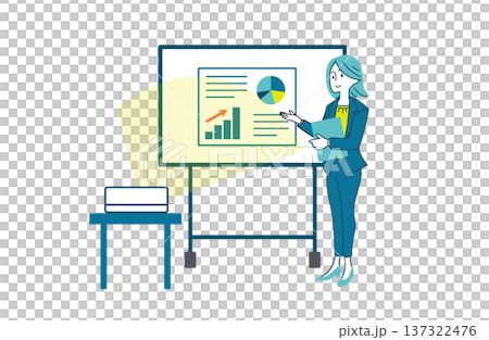 プレゼンをする女性のイラスト 137322476