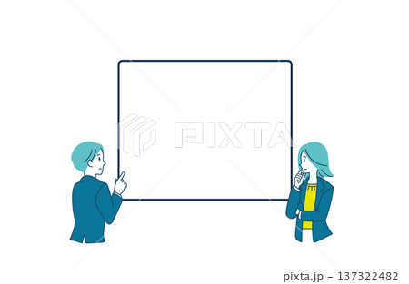 検討するビジネスパーソンのイラスト コピースペース 137322482