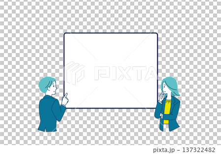 検討するビジネスパーソンのイラスト コピースペース 137322482