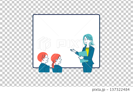 説明するビジネスパーソンのイラスト コピースペース 137322484