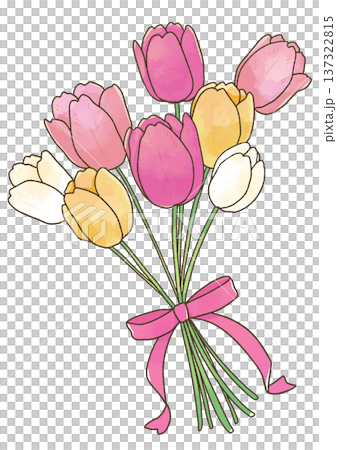 一束用絲帶紮著的鬱金香 一束用絲帶紮著的鬱金香 137322815