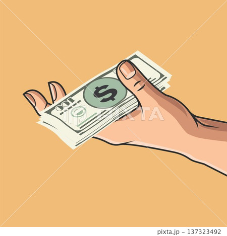 hands holding stacks of dollar bills vector illustration element design hands holding stacks of dollar bills vector illustration element design 137323492