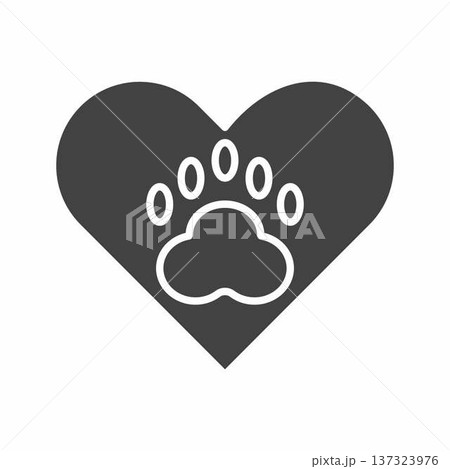 Heart with paw icon. Suitable for mobile apps, web apps and print media. 137323976