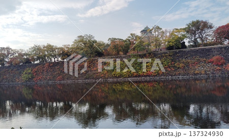 紅葉と石垣 137324930