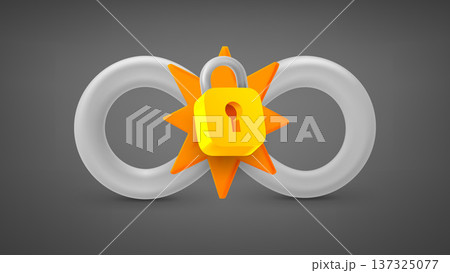 Infinity sign with padlock. 3d vector illustration 137325077