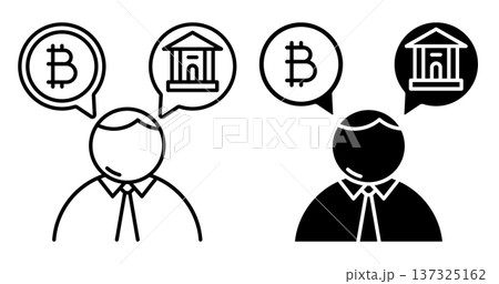 Linear icon. Bank client chooses between...のイラスト素材 [137325162] - PIXTA
