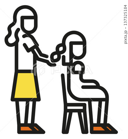 Mother brushing girl hair. Parent care icon Mother brushing girl hair. Parent care icon 137325184