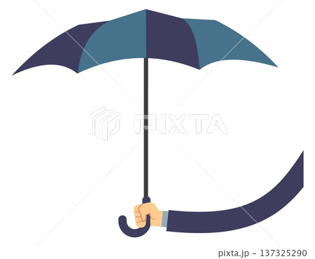 Hand hold umbrella. Rain protection color icon 137325290