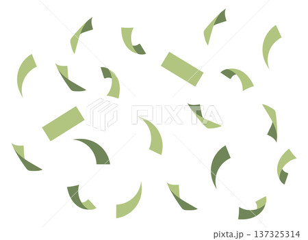 Falling money. Dollar banknote rain. Green cash 137325314
