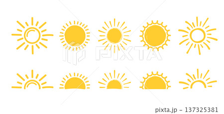 Hand Drawn Sun Icons Set Hand Drawn Sun Icons Set 137325381