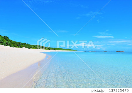沖縄県　波照間島　夏の青空と海 137325479