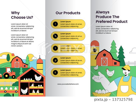 Flat Cartoon Hand Drawn Poultry Farm Brochure Background Illustration Template 137325798