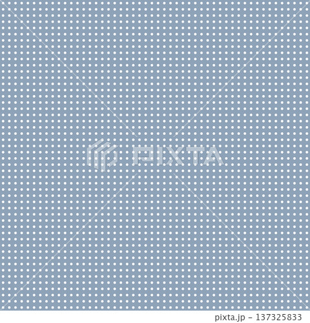 シンプル水玉パターン背景 12px 30px間隔 くすみブルー背景 白ドット ベクター素材 137325833