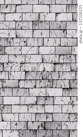 Cracked White Brick Wall Texture with Weathered Surface and Peeling Paint. 3D rendering illustration Cracked White Brick Wall Texture with Weathered Surface and Peeling Paint. 3D rendering illustration 137326155
