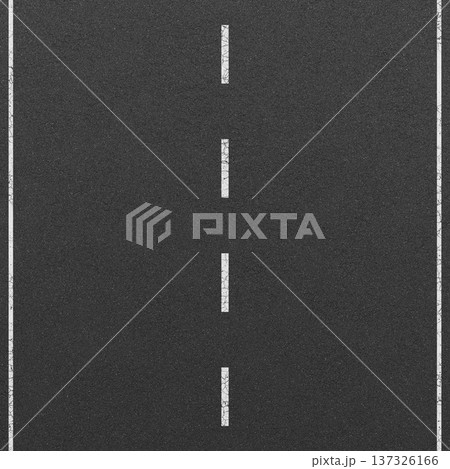 Top view of dark asphalt road texture with white dashed dividing line. 3D rendering illustration Top view of dark asphalt road texture with white dashed dividing line. 3D rendering illustration 137326166