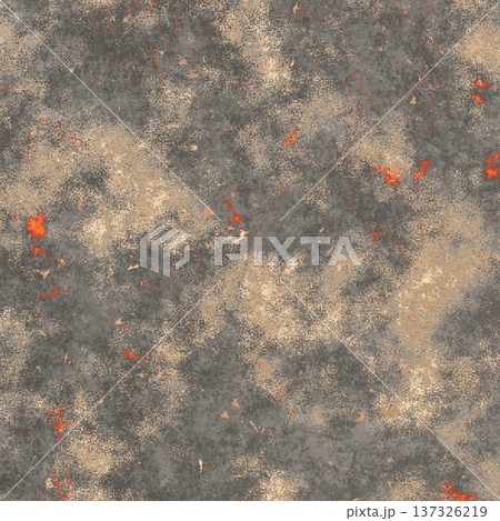Dark gray industrial scratched metal surface with orange rust spots and weathered details Dark gray industrial scratched metal surface with orange rust spots and weathered details 137326219