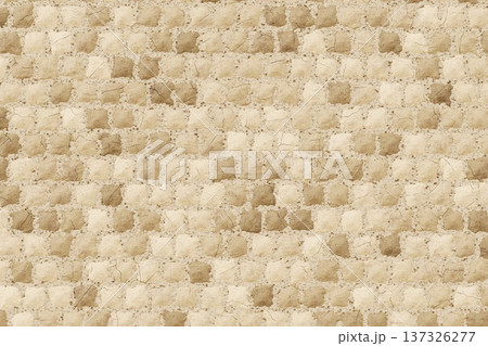 Textured brown and beige square tile pattern background for rustic interior wall and floor design 137326277