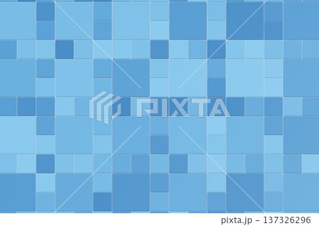Modern blue mosaic tile pattern with various shades for clean minimalist interior design backgrounds 137326296