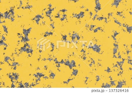 Grungy yellow metal surface with dark rust spots and weathered industrial texture illustration. 137326416