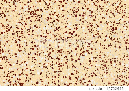 Classic terrazzo flooring texture with red and brown chips on light beige background. Classic terrazzo flooring texture with red and brown chips on light beige background. 137326434