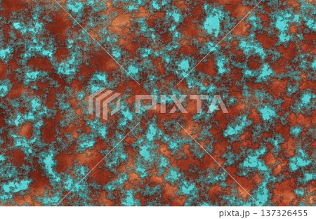 Heavily oxidized metal surface texture with bright teal verdigris and dark rust. Heavily oxidized metal surface texture with bright teal verdigris and dark rust. 137326455