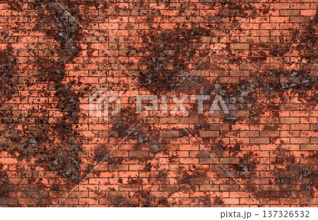 Old weathered red brick wall texture with heavy grime and vintage industrial background. Old weathered red brick wall texture with heavy grime and vintage industrial background. 137326532