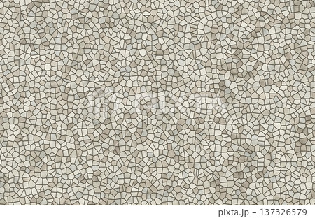 Abstract beige mosaic stone tile pattern for bathroom kitchen or pavement surface design. 137326579