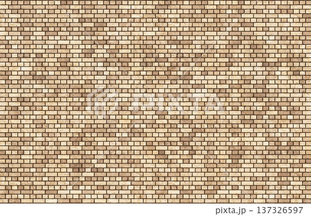 Small ceramic brick wall texture with beige and brown geometric mosaic pattern design. Small ceramic brick wall texture with beige and brown geometric mosaic pattern design. 137326597