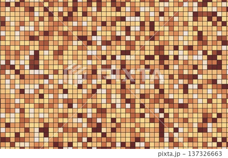 Abstract pixelated mosaic tile background in warm brown and beige tones. 137326663