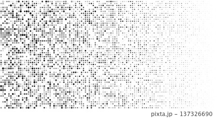 Halftone gradient pattern with fading dots. Smooth transition from white to black. Vector background with geometric pixel effect and subtle texture overlay. Lattice transition bg Halftone gradient pattern with fading dots. Smooth transition from white to black. Vector background with geometric pixel effect and subtle texture overlay. Lattice transition bg 137326690