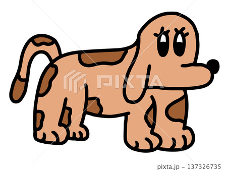 Hand drawn illustrations of dog body shape for decoration, puppy cartoon, characters, comic, mascot, stickers, tattoo, pet shop, vet, animal, home decor, house, yard, playtime, brooch, pin, icon, woof 137326735