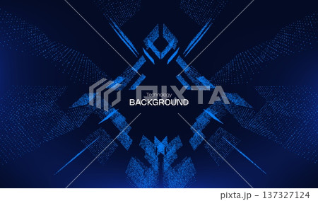 Abstract technology 3D background with digital neon tech square and perspective for big data concept. Party dots grid with tunnel blue led light.  137327124