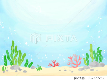 海の手描きイラスト背景　フレーム素材 137327257