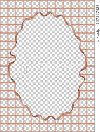 Vintage ribbon frame on red checkered print. Hand-drawn watercolor illustration in retro style. Oval template is isolated from background for design children's nursery Christmas postcards, invitations Vintage ribbon frame on red checkered print. Hand-drawn watercolor illustration in retro style. Oval template is isolated from background for design children's nursery Christmas postcards, invitations 137327422