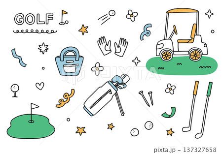 ゴルフ関係のイラスト素材セット ゴルフ関係のイラスト素材セット 137327658
