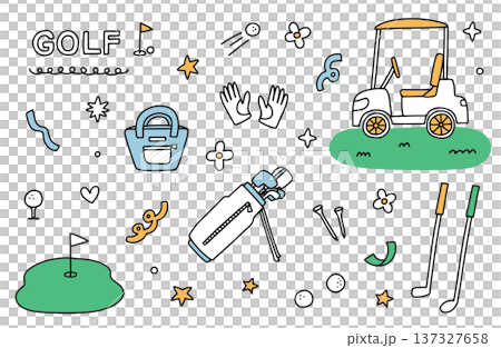 ゴルフ関係のイラスト素材セット ゴルフ関係のイラスト素材セット 137327658