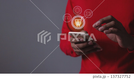 Young Man Hand Holding Smartphone Mobile For Online shopping, Mobile payment, Online payment, Digital, Bank account phone, Mobile banking payment concept Young Man Hand Holding Smartphone Mobile For Online shopping, Mobile payment, Online payment, Digital, Bank account phone, Mobile banking payment concept 137327752