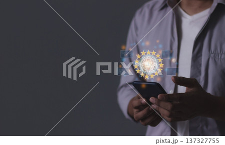 Young man hand using smartphone to Interconnect, Interconnected Concept; People connect via wireless internet in a world of digital technology and communications that connect freely around the world Young man hand using smartphone to Interconnect, Interconnected Concept; People connect via wireless internet in a world of digital technology and communications that connect freely around the world 137327755