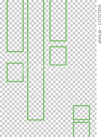 緑色のラインで描かれた細長い長方形の幾何学パターン背景・ミニマルでモダンな長方形の集合 137327858