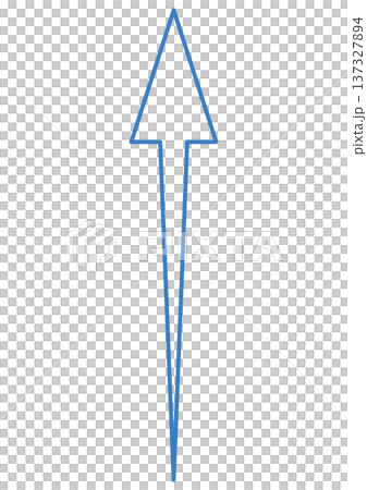 一個藍色的、細長的向上箭頭輪廓，象徵著上升和成長、商業成功和進步。 137327894