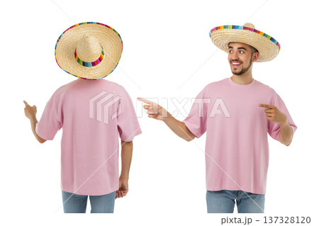 Young man in a sombrero celebrates Cinco de Mayo, PNG 137328120